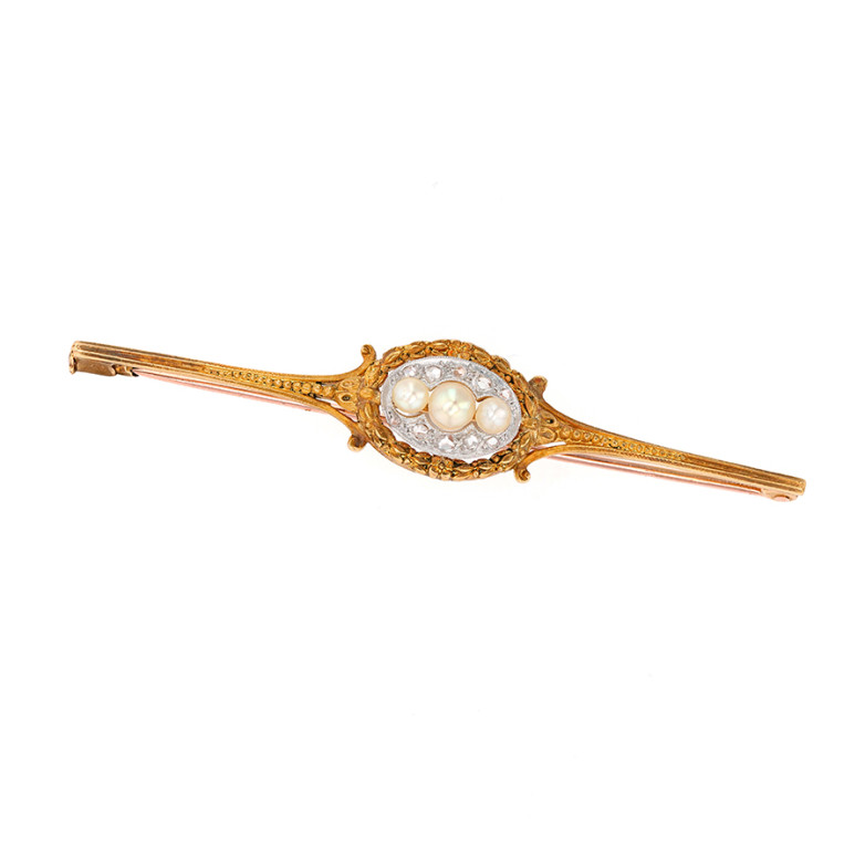 Broche ancienne perles et diamants 2 ors 6.37g Comme neuf -  reconditionné disponible sur Gemme Les Bijoux